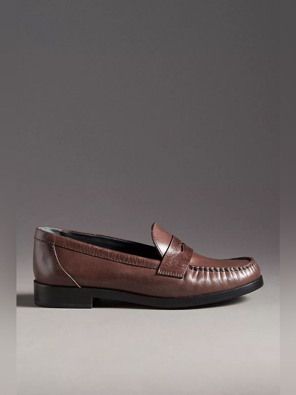 Reformation Ani Ruched Flat Loafers Leather in Espresso Penny Loafers Size 9.5